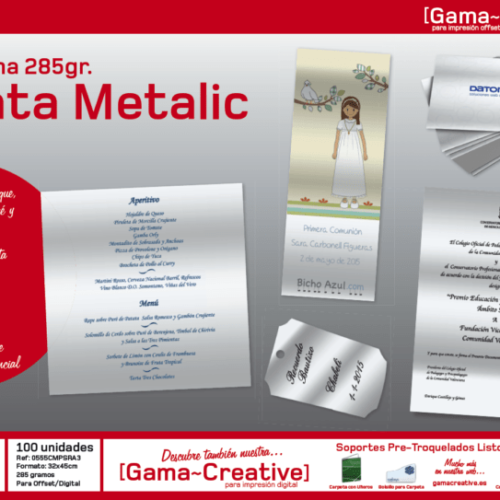 Papier cartonné Blanc Argent Métallisé SRA3 285gr